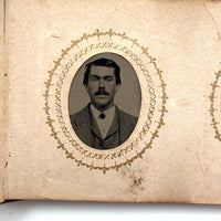 1860s Gem Tintype Album, 28 + 2, with Sailors, Soldiers, Sisters, Wounded, From Jaffrey, NH Estate