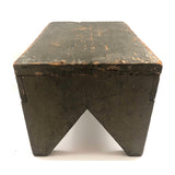 Excellent Antique Primitive Green-Gray Painted Stool