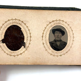 1860s Gem Tintype Album, 28 + 2, with Sailors, Soldiers, Sisters, Wounded, From Jaffrey, NH Estate