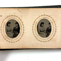 1860s Gem Tintype Album, 28 + 2, with Sailors, Soldiers, Sisters, Wounded, From Jaffrey, NH Estate