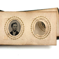 1860s Gem Tintype Album, 28 + 2, with Sailors, Soldiers, Sisters, Wounded, From Jaffrey, NH Estate