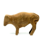 Sweet Old Hand-Carved Pine Bovine with Warm Patina and Wrapped Tail