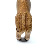 Sweet Old Hand-Carved Pine Bovine with Warm Patina and Wrapped Tail