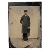 Man with Cigar and Rubber Boots (and Hand in Pocket and Lonely Column), 19th Century Half Plate Tintype