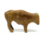 Sweet Old Hand-Carved Pine Bovine with Warm Patina and Wrapped Tail