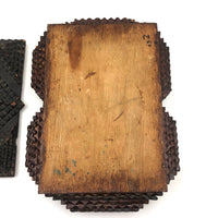 Sculptural Old Chip Carved Tramp Art Box