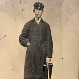 Man with Cigar and Rubber Boots (and Hand in Pocket and Lonely Column), 19th Century Half Plate Tintype