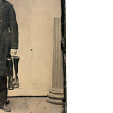 Man with Cigar and Rubber Boots (and Hand in Pocket and Lonely Column), 19th Century Half Plate Tintype