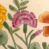 Three Flowers, Blue Ribbons, Many Nasturtium Leaves, Lovely 19th Century Folk Art Watercolor