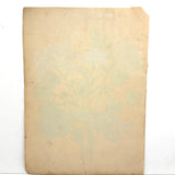 Three Flowers, Blue Ribbons, Many Nasturtium Leaves, Lovely 19th Century Folk Art Watercolor