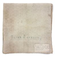 Handwoven and Embroidered Textile by Sarah Sanborn (NH, 1732-1792) with Family Note