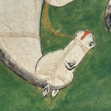 Interlaced Horses, Stunning Antique Gouache Indo-Persian Miniature Painting on Card, Framed as Found