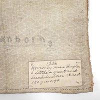 Handwoven and Embroidered Textile by Sarah Sanborn (NH, 1732-1792) with Family Note