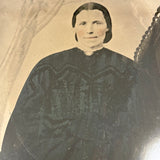 Woman in Black with Painterly Tree, Curious Full Plate Folk Art Tintype