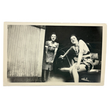 Air Pump, Halter Top, Vintage Snapshot of Two Young Women in Garage