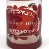 Remember Me, Victorian Hand-blown Glass Sentiment Mug (with Original Rim Imperfection)