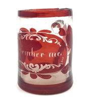 Remember Me, Victorian Hand-blown Glass Sentiment Mug (with Original Rim Imperfection)