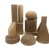 C. 1920s Milton Bradley Geometric Solids in Original Green Painted Box