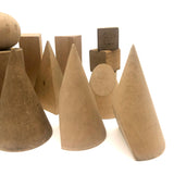 C. 1920s Milton Bradley Geometric Solids in Original Green Painted Box