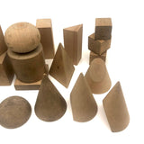 C. 1920s Milton Bradley Geometric Solids in Original Green Painted Box