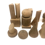 C. 1920s Milton Bradley Geometric Solids in Original Green Painted Box