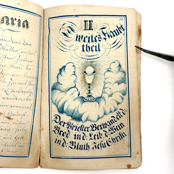 SOLD C. Mid 19th Century German Manuscript Devotional with Fraktur Lettering and Amazing Drawings