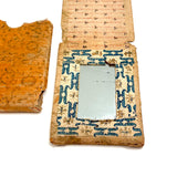 Scarce and Beautiful c. 1830-40s American Block-printed Paper Framed Travel Mirror in Original Paper Sleeve