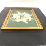 Interlaced Horses, Stunning Antique Gouache Indo-Persian Miniature Painting on Card, Framed as Found