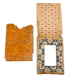 Scarce and Beautiful c. 1830-40s American Block-printed Paper Framed Travel Mirror in Original Paper Sleeve