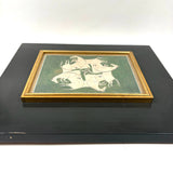 Interlaced Horses, Stunning Antique Gouache Indo-Persian Miniature Painting on Card, Framed as Found