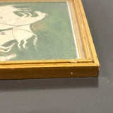 Interlaced Horses, Stunning Antique Gouache Indo-Persian Miniature Painting on Card, Framed as Found