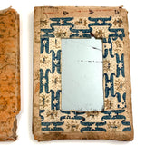 Scarce and Beautiful c. 1830-40s American Block-printed Paper Framed Travel Mirror in Original Paper Sleeve