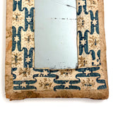 Scarce and Beautiful c. 1830-40s American Block-printed Paper Framed Travel Mirror in Original Paper Sleeve