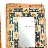 Scarce and Beautiful c. 1830-40s American Block-printed Paper Framed Travel Mirror in Original Paper Sleeve