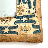 Scarce and Beautiful c. 1830-40s American Block-printed Paper Framed Travel Mirror in Original Paper Sleeve