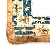 Scarce and Beautiful c. 1830-40s American Block-printed Paper Framed Travel Mirror in Original Paper Sleeve