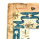 Scarce and Beautiful c. 1830-40s American Block-printed Paper Framed Travel Mirror in Original Paper Sleeve