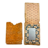 Scarce and Beautiful c. 1830-40s American Block-printed Paper Framed Travel Mirror in Original Paper Sleeve