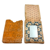 Scarce and Beautiful c. 1830-40s American Block-printed Paper Framed Travel Mirror in Original Paper Sleeve