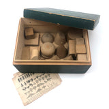 C. 1920s Milton Bradley Geometric Solids in Original Green Painted Box