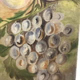 Peaches and Grapes, Antique Folk Art Oil on Board Painting