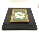 Interlaced Horses, Stunning Antique Gouache Indo-Persian Miniature Painting on Card, Framed as Found