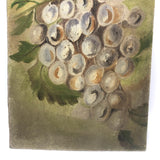 Peaches and Grapes, Antique Folk Art Oil on Board Painting