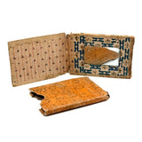 Scarce and Beautiful c. 1830-40s American Block-printed Paper Framed Travel Mirror in Original Paper Sleeve