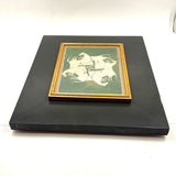 Interlaced Horses, Stunning Antique Gouache Indo-Persian Miniature Painting on Card, Framed as Found