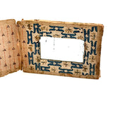 Scarce and Beautiful c. 1830-40s American Block-printed Paper Framed Travel Mirror in Original Paper Sleeve