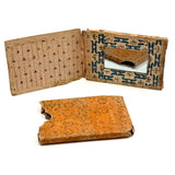 Scarce and Beautiful c. 1830-40s American Block-printed Paper Framed Travel Mirror in Original Paper Sleeve
