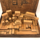 Terrific, Large 19th C. Building Blocks Set with Wonderful Box Lid Repairs