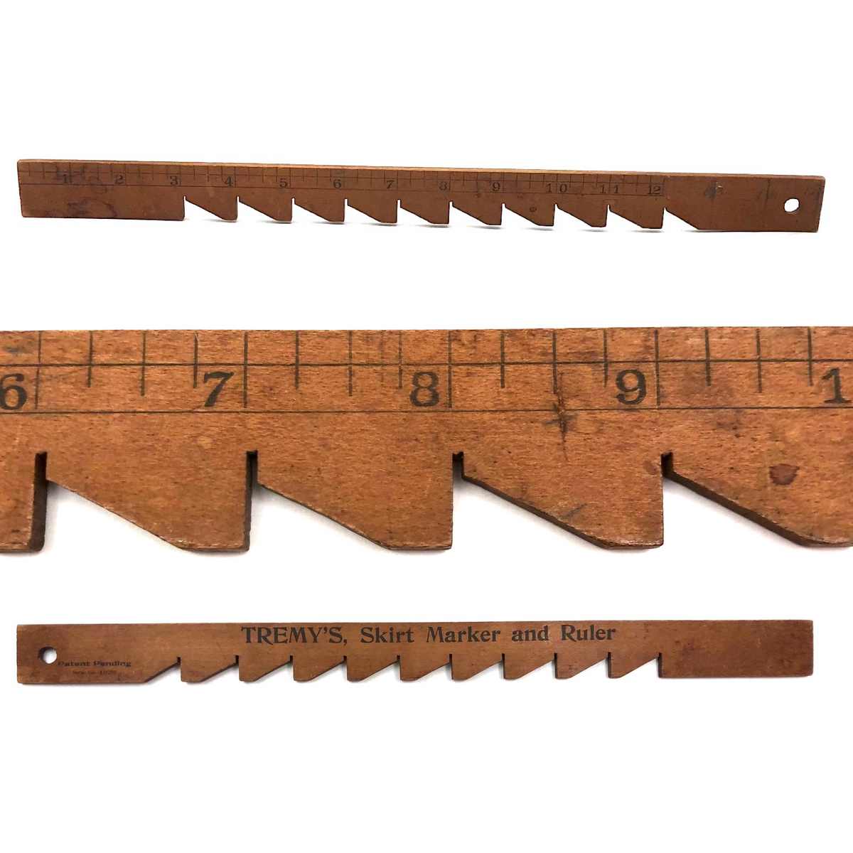 Earliest Tremy's Notched Dressmaker's Ruler with Handwritten Last Inch ...