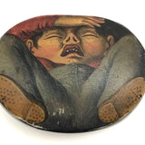 Early 19th C. British Lacquered Papier Mache Snuff Box, View From Below!